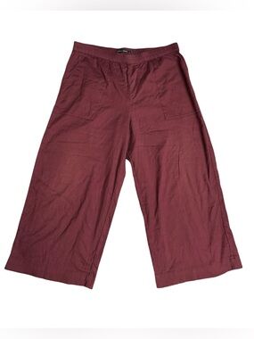Gudrun Sjoden Organic Cotton Wide Leg Pants Large Burgundy Pull On Textured